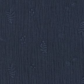 Double Gauze/Muslin embroidery flowers and branches – navy blue, 