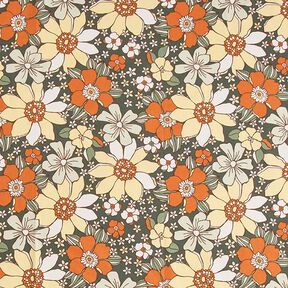 Cotton Cretonne Retro Flowers – light orange/light yellow, 