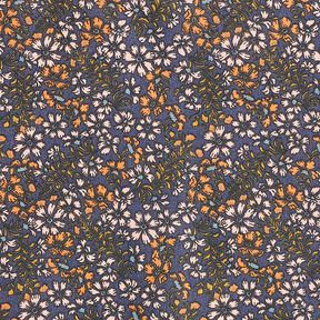 Cotton Cretonne Scattered Flowers and Branches – navy blue, 