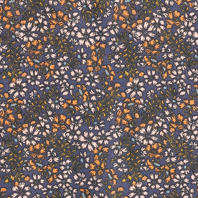 Cotton Cretonne Scattered Flowers and Branches – navy blue,  image number 1