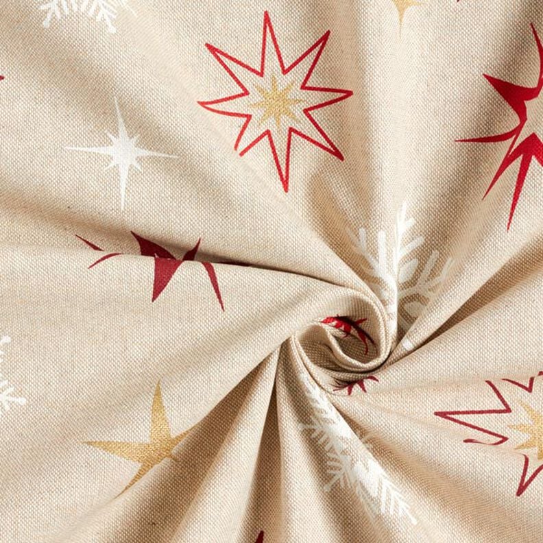 Half Panama Decor Fabric Shimmering Stars – gold/red,  image number 7