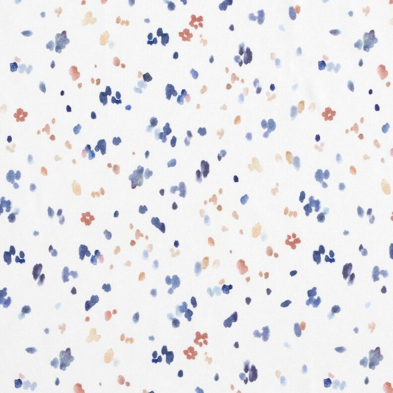 GOTS Cotton Jersey Watercolour dots digital print – white/indigo,  image number 1