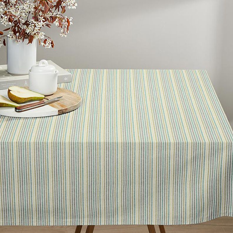 Decor Fabric Half Panama Multicoloured Stripes Recycled – light green,  image number 7