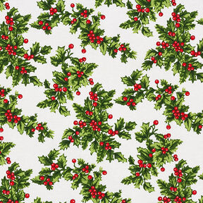 Canvas Decor Fabric Mistletoe Twigs – green/red, 