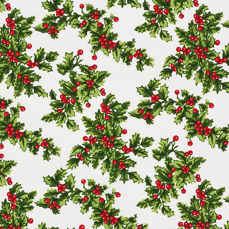 Canvas Decor Fabric Mistletoe Twigs – green/red,  image number 1