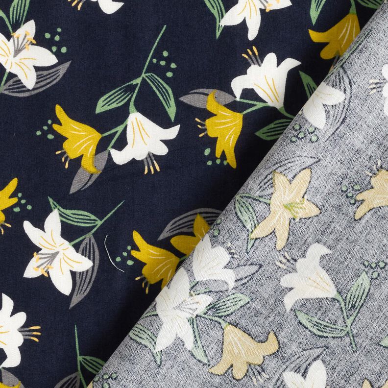 Cotton Poplin Lilies – midnight blue/gold,  image number 4