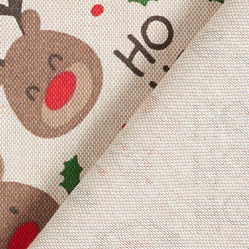 Decor Fabric Half Panama Cute Reindeer – beige/dark brown,  image number 4