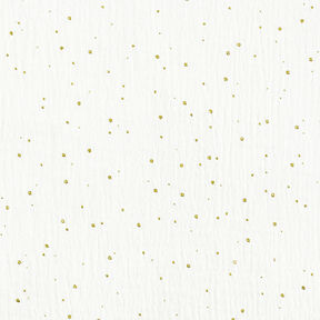 Scattered Gold Polka Dots Cotton Muslin – white/gold, 
