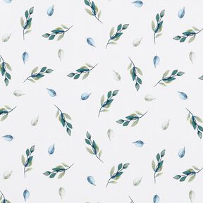 Cotton Jersey leafy branches Digital Print – ivory, 