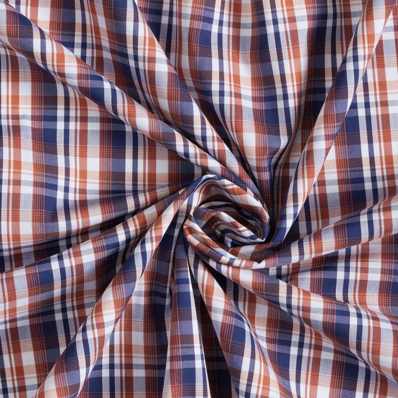 Classic checks shirt fabric – navy blue/copper,  image number 3