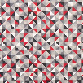 Decor Fabric Half Panama retro diamond pattern – red/grey, 
