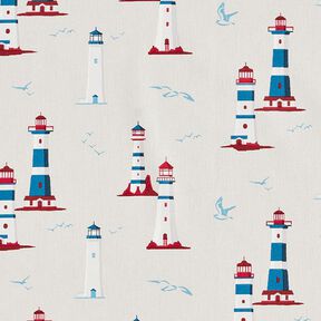 Cotton Cretonne lighthouses – natural, 