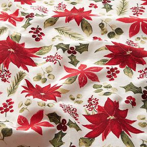 Decor Fabric Canvas Poinsettia Flowers – offwhite/carmine, 