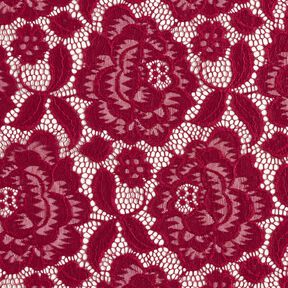 Stretch Lace Blossoms and leaves – dark red, 