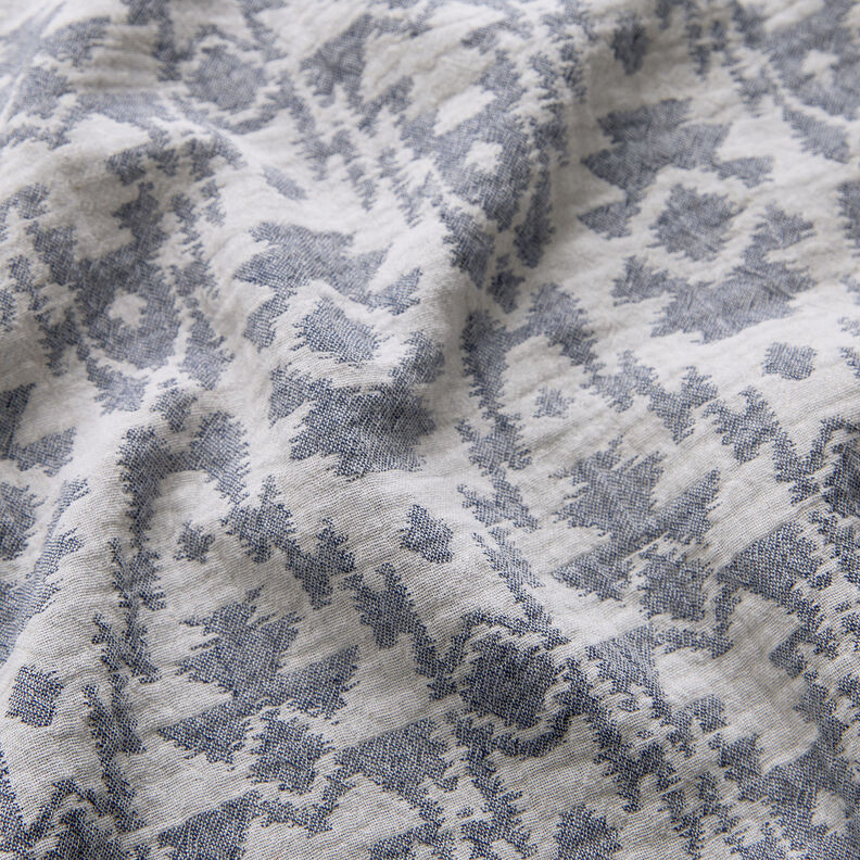 Double Gauze/Muslin Jacquard Aztec pattern | by Poppy midnight blue/misty grey,  image number 3