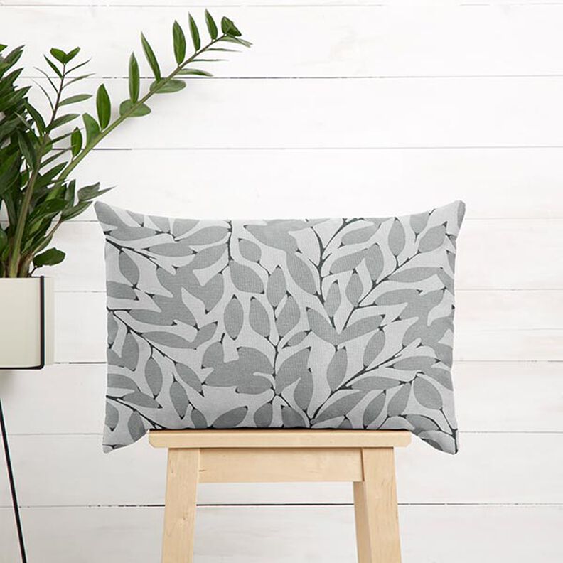 Decor Fabric Canvas Blurred Leaves – misty grey/grey,  image number 7