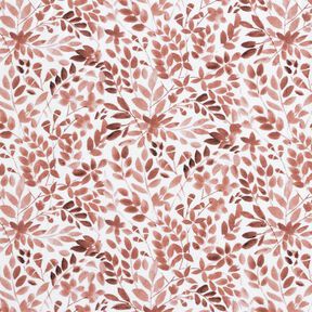 GOTS Cotton Jersey Watercolour leafy branches digital print – white/copper, 