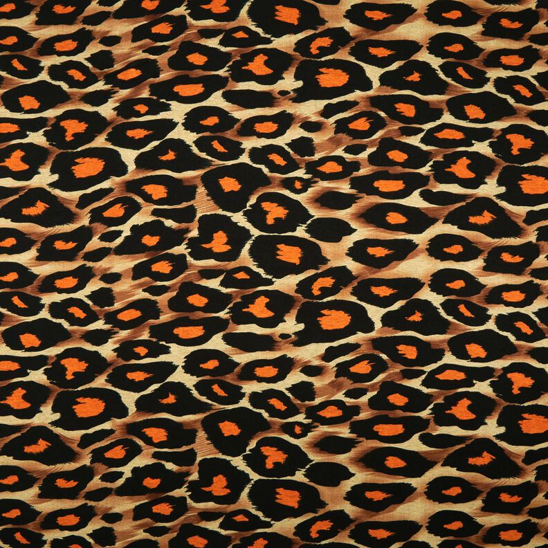 Viscose Jersey large leopard spots – brown/orange,  image number 1