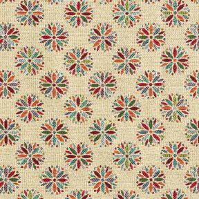 Decor Fabric Tapestry Fabric small flower mandalas – light beige/red, 