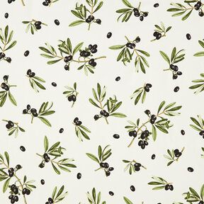 Decor Fabric Half Panama Olives – offwhite/dark olive, 