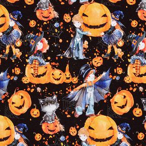 Cotton Jersey Halloween Digital Print – black, 