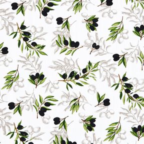 Decor Fabric Panama olives – white/black, 