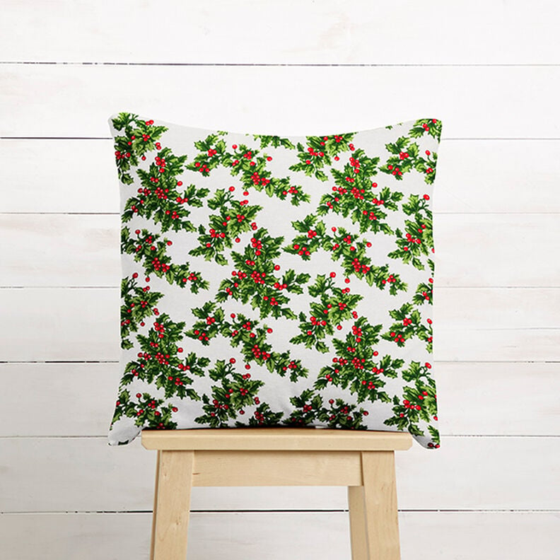 Canvas Decor Fabric Mistletoe Twigs – green/red,  image number 8