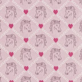 Cotton Cretonne Horses and hearts, pink – pink, 