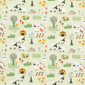 Cotton Poplin Farmyard – pastel green, 