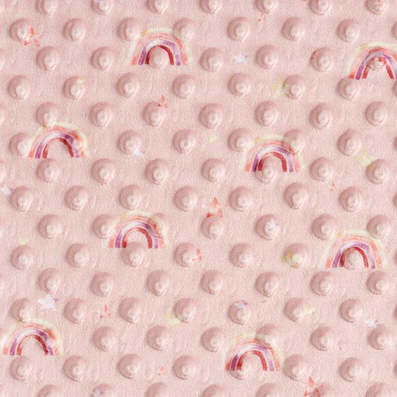 Cosy Fleece Embossed Dots and Rainbows – pink,  image number 1