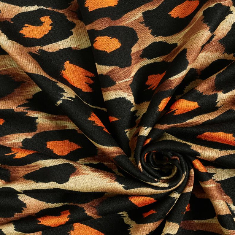 Viscose Jersey large leopard spots – brown/orange,  image number 3