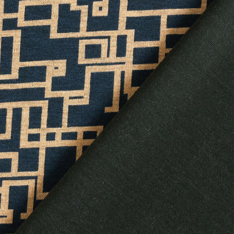 Viscose Jersey abstract rectangles – midnight blue/beige,  image number 4