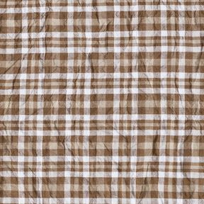 Checked crinkle look cotton fabric – caramel, 
