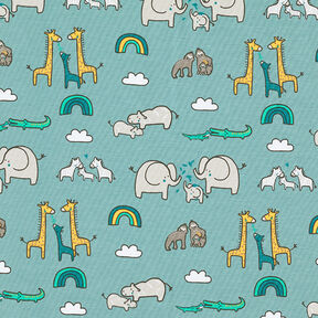 Cotton Jersey steppe animals and rainbows – reed, 