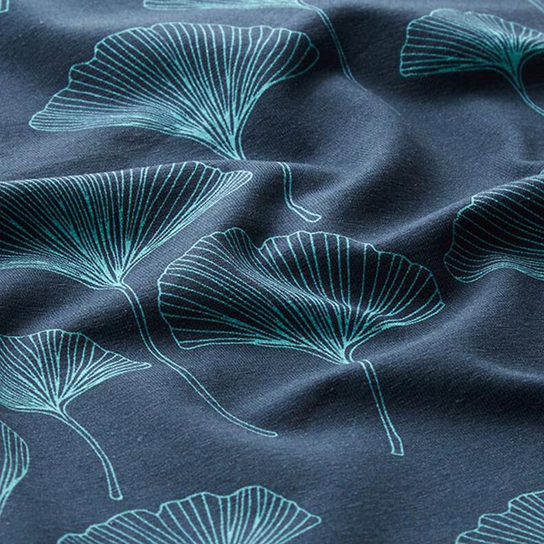 Cotton Jersey Ginkgo Leaves – navy blue,  image number 2