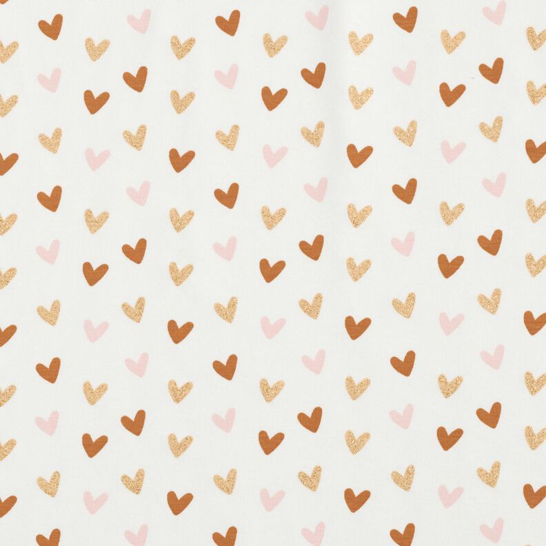 Cotton Jersey Glitter little hearts – ivory,  image number 1