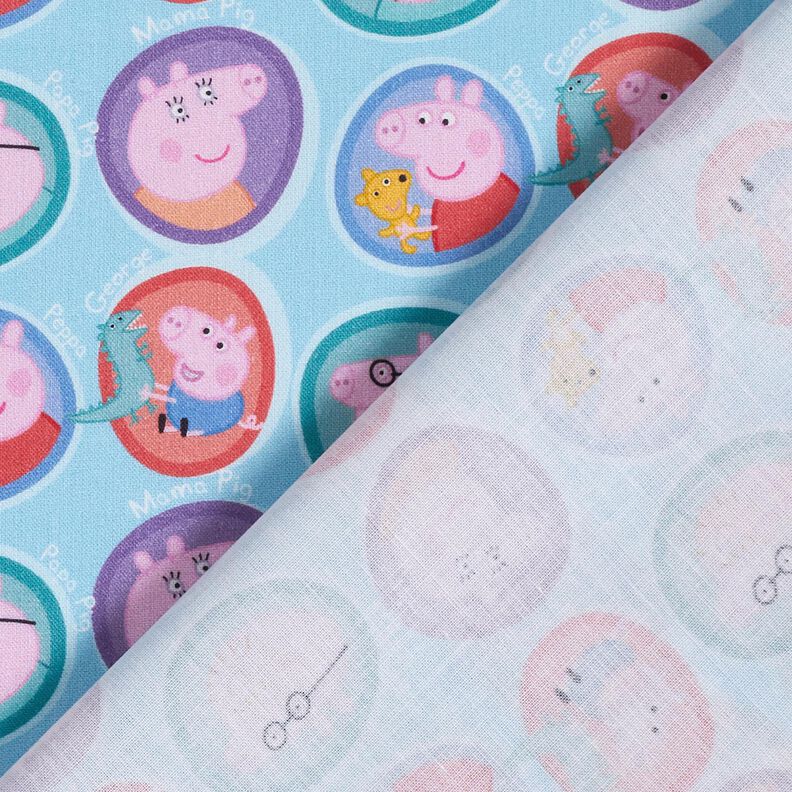 Cotton Poplin Peppa Faces Licensed Fabric | ABC Ltd – light turquoise,  image number 4