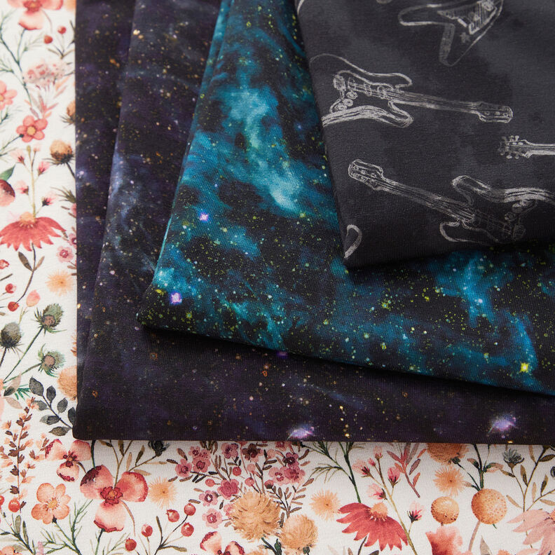 Cotton Jersey Space sparkle Digital Print | by Poppy black/red lilac,  image number 5