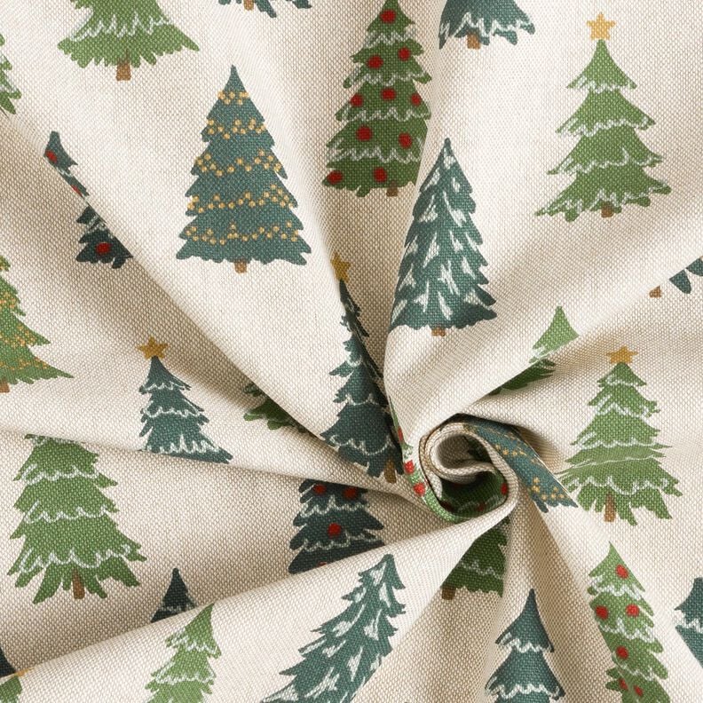 Decor Fabric Half Panama discreet fir trees – natural/green,  image number 3