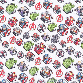 Cretonne Licensed Fabric Avengers Motif Boxes | Marvel – white, 