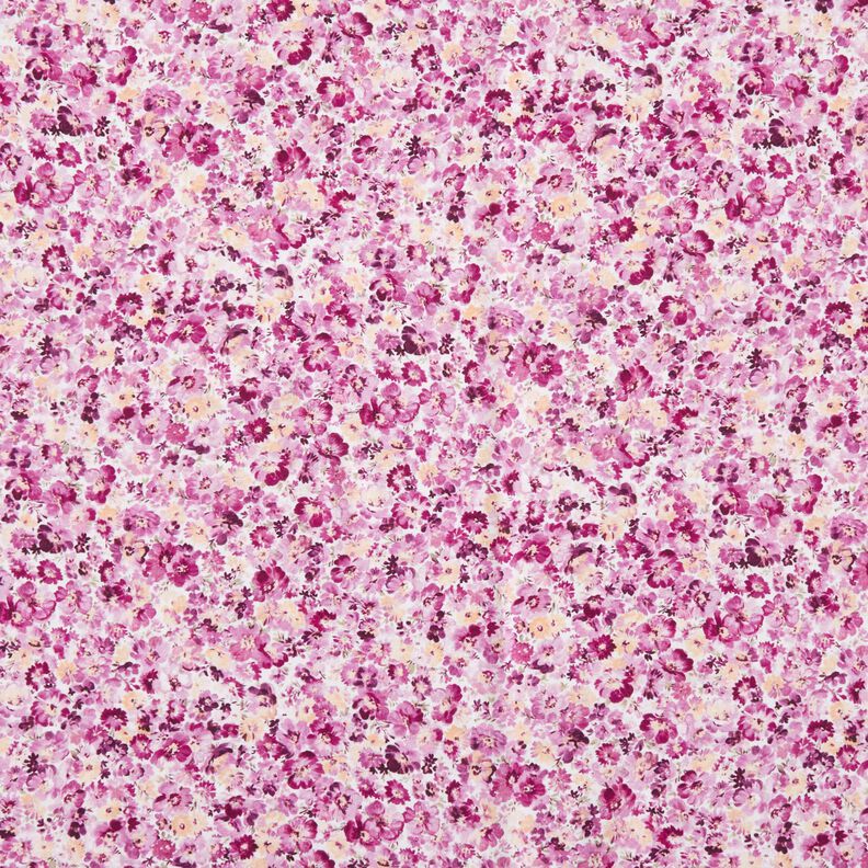 viscose fabric flower meadow – grape/white,  image number 1