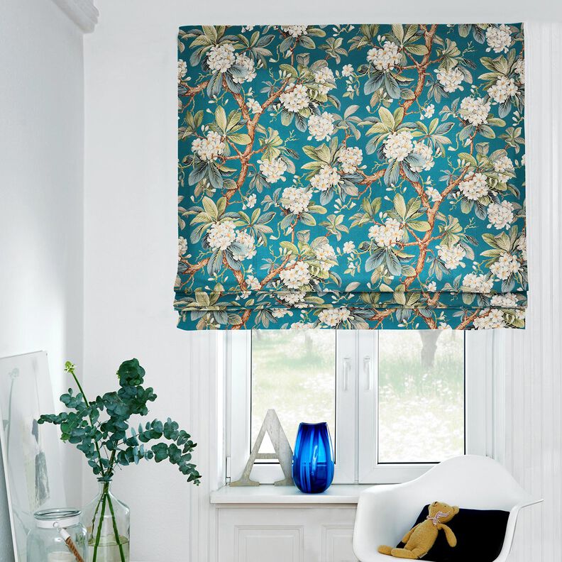 Decor Fabric Canvas flowering tree – ocean blue,  image number 6