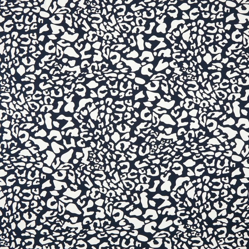 Viscose Jersey abstract leopard spots – midnight blue/white,  image number 1