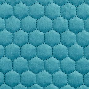 Upholstery Fabric Velvet Honeycomb Quilt – petrol, 