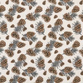 Decor Fabric Canvas Fir Cones – natural/dark brown, 