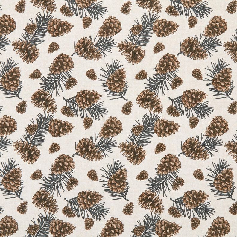 Decor Fabric Canvas Fir Cones – natural/dark brown,  image number 1