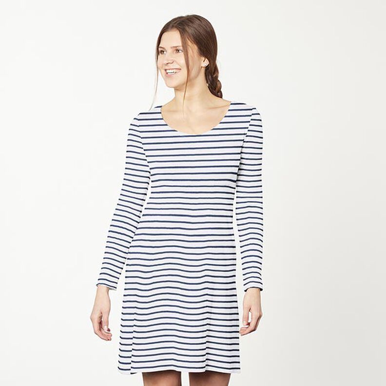 Narrow & Wide Stripes Cotton Jersey – white/navy blue,  image number 7