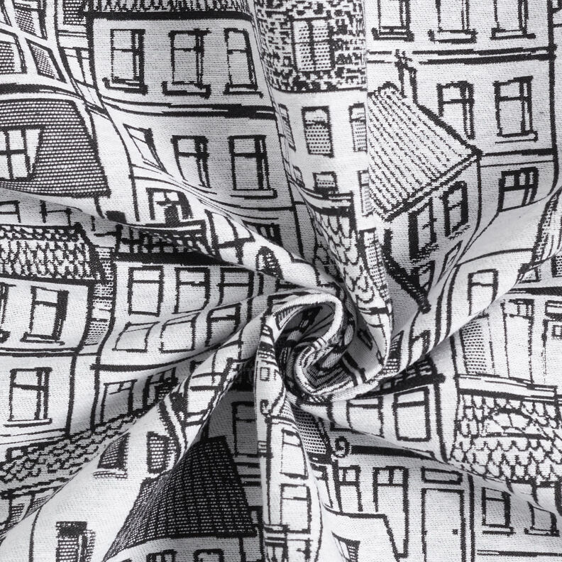 Decor Fabric Jacquard Village in line art – black/white,  image number 3