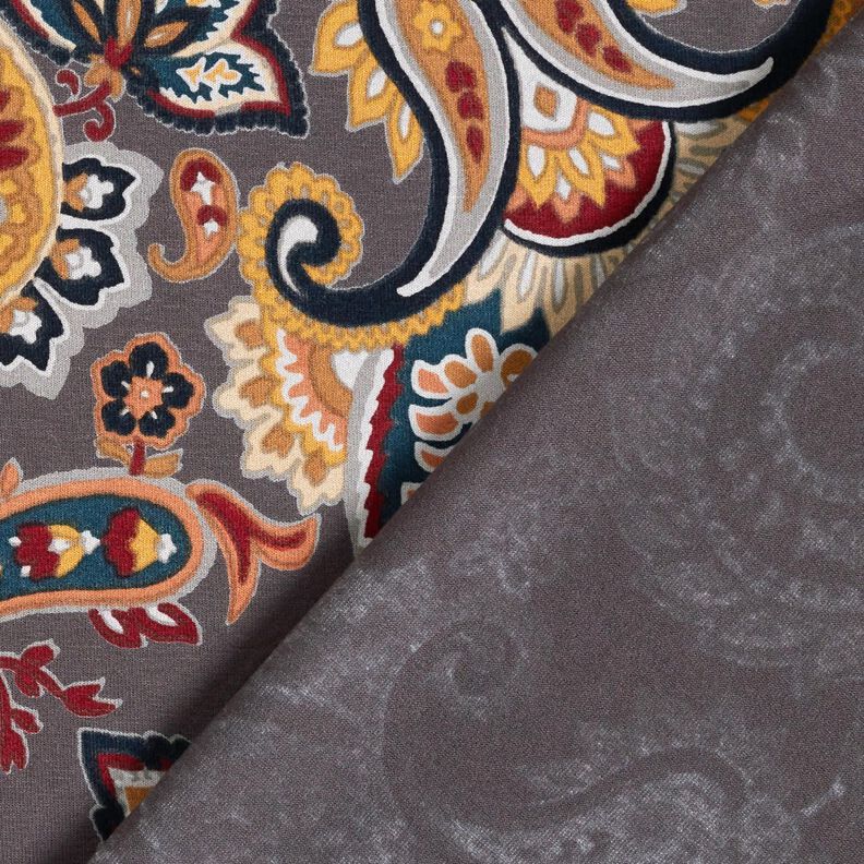 Viscose Jersey Paisley – stone grey/mustard,  image number 4