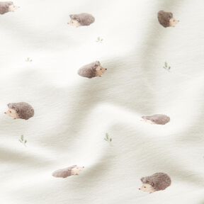 GOTS French Terry little hedgehogs Digital Print – ivory, 